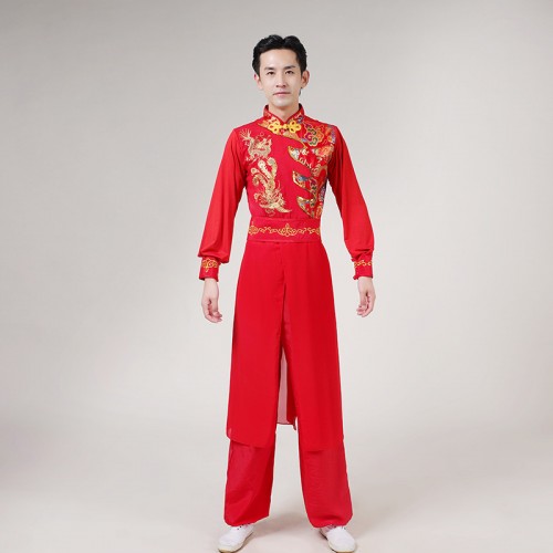Chinese Dragon Yangge Drummer performance costumes for women and men lion drumming clothes Chinese drums dance suit for male and female 